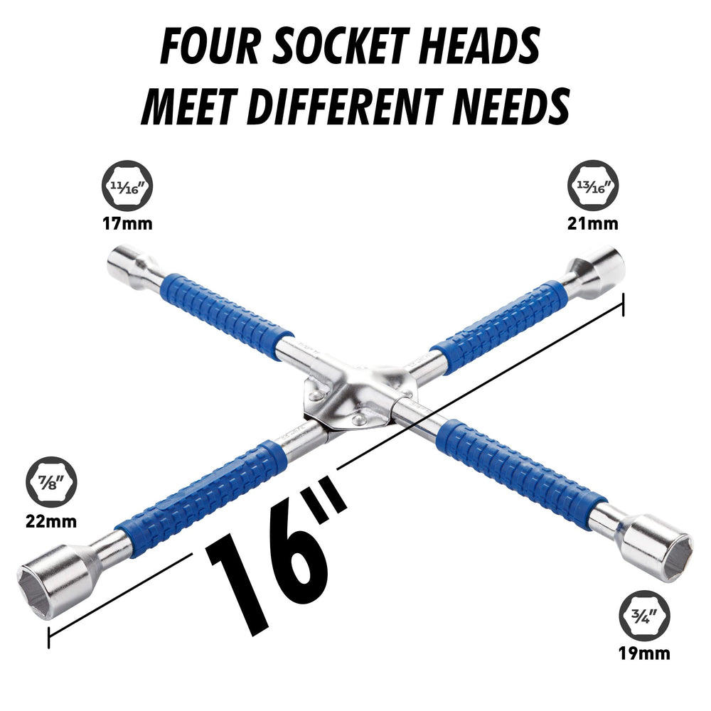CARTMAN 4-Way chrome-plated tire iron for versatile lug removal