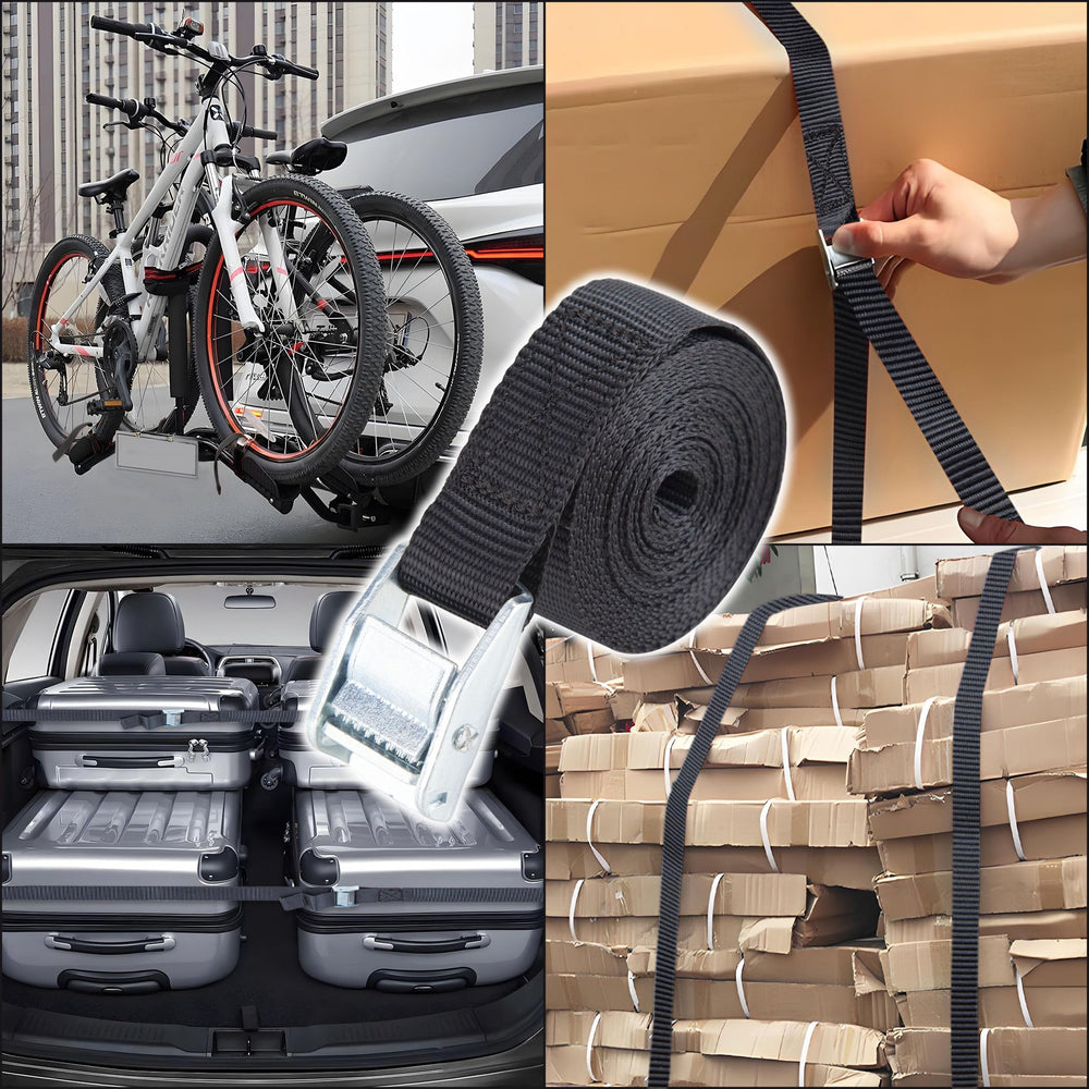 Cartman cargo secured in trailer with a lashing strap.