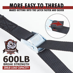 Cartman solid steel clamp provides secure tightening on straps.