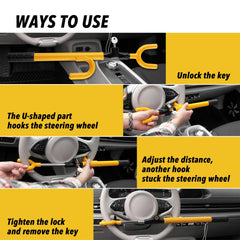 Cartman steering wheel lock includes three keys for secure access.