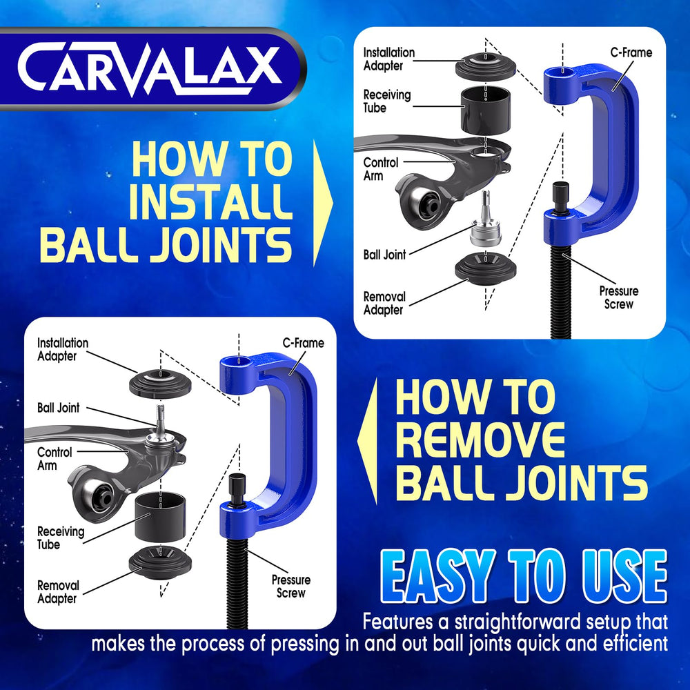 CARVALAX ball joint press kit carrying case keeps components organized.