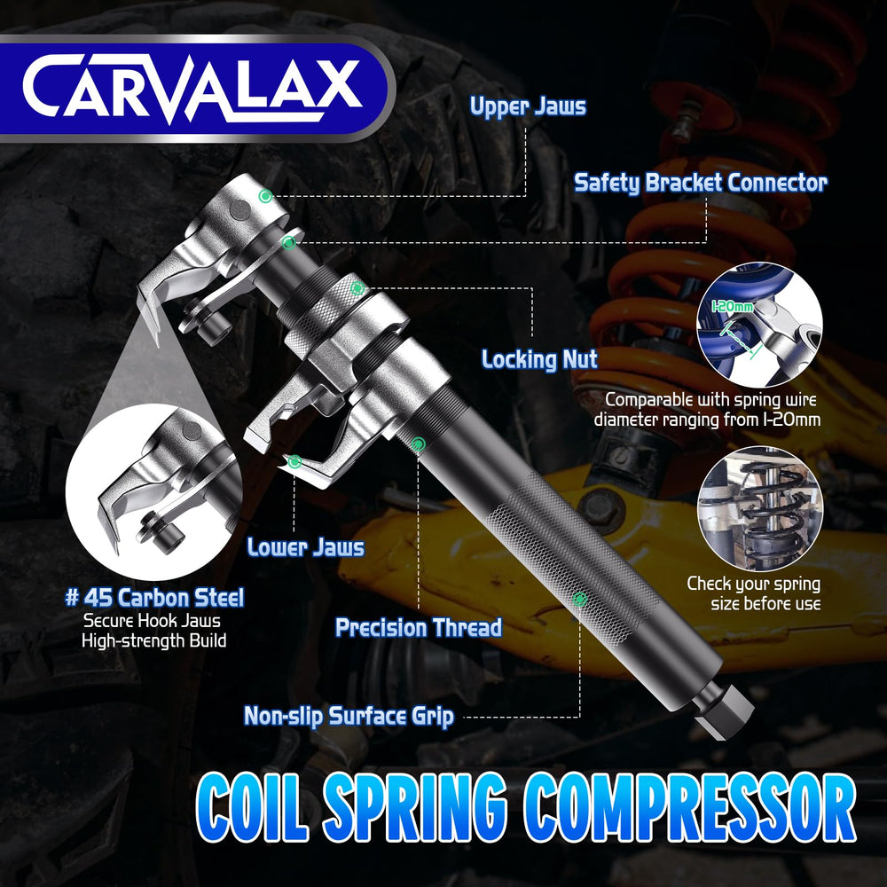 CARVALAX tool fits cars, SUVs, pickups, and light trucks for versatile suspension work.