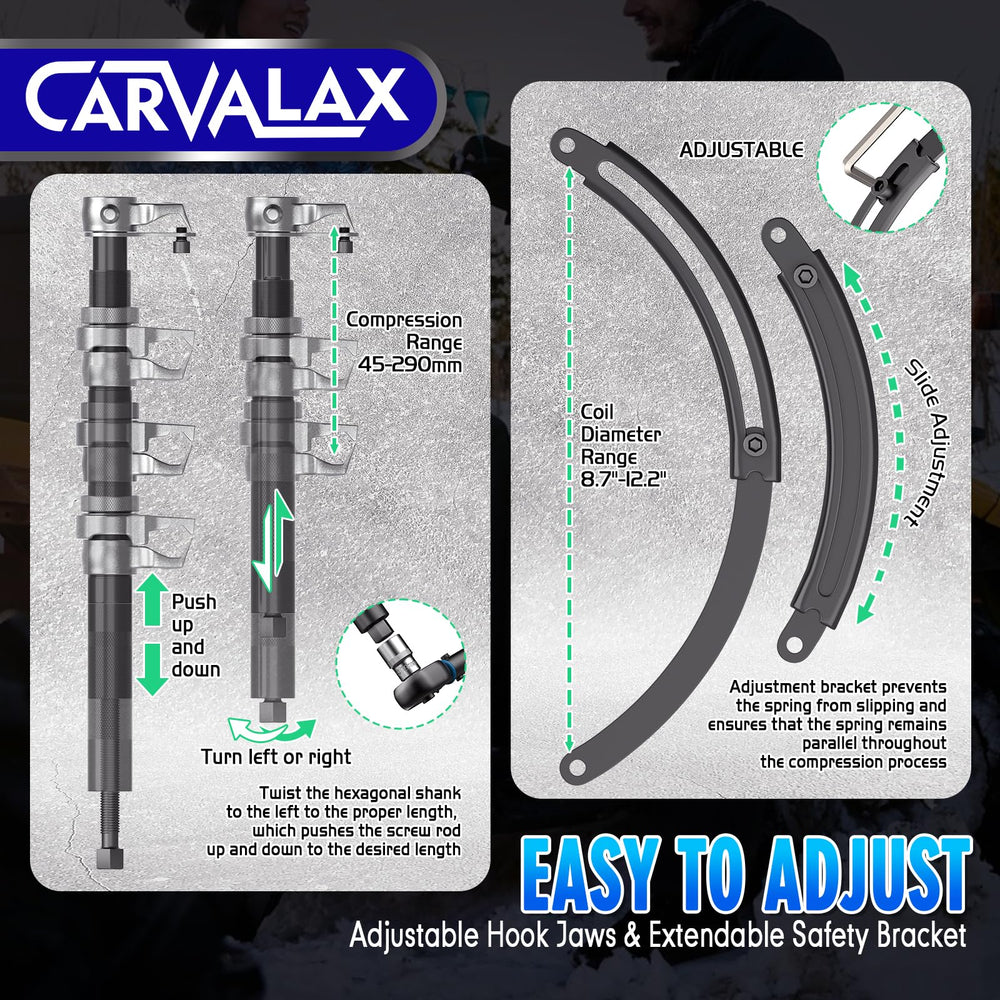 CARVALAX secure locking mechanism prevents spring pop-out during maintenance.