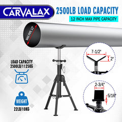CARVALAX pipe jack stand adjusts from 28 to 52 inches for versatile setups.