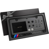 Carvenluxe black license plate frame front view, sleek design and durable construction
