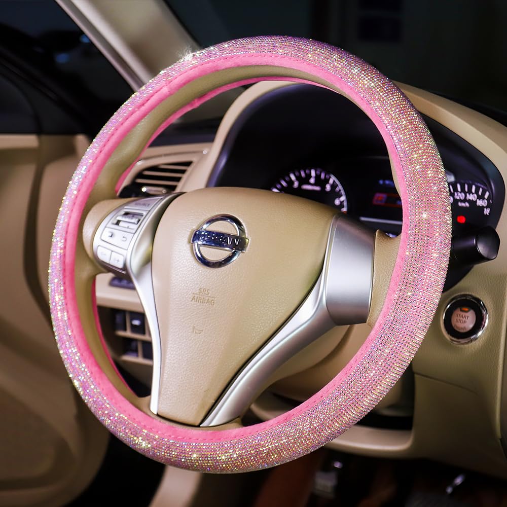 Carwales universal 15-inch steering wheel cover enhances fit for most cars.