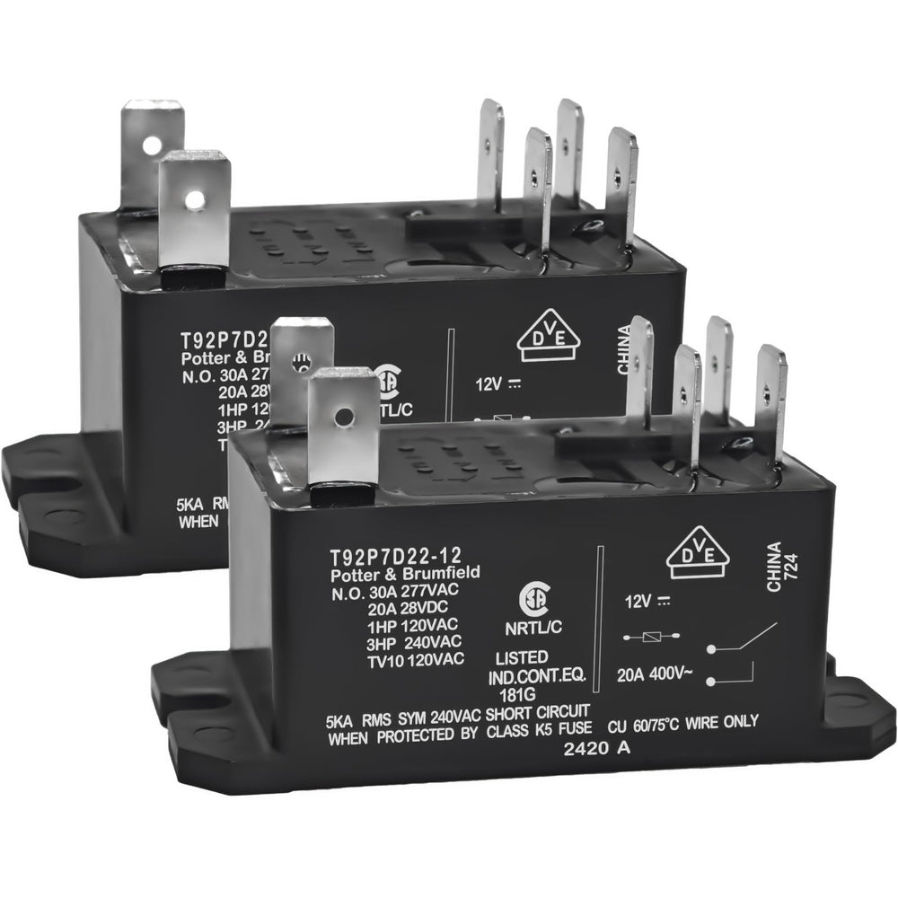 Casalytics T92P7D22-12 power relay mounted on a panel for high-load switching.