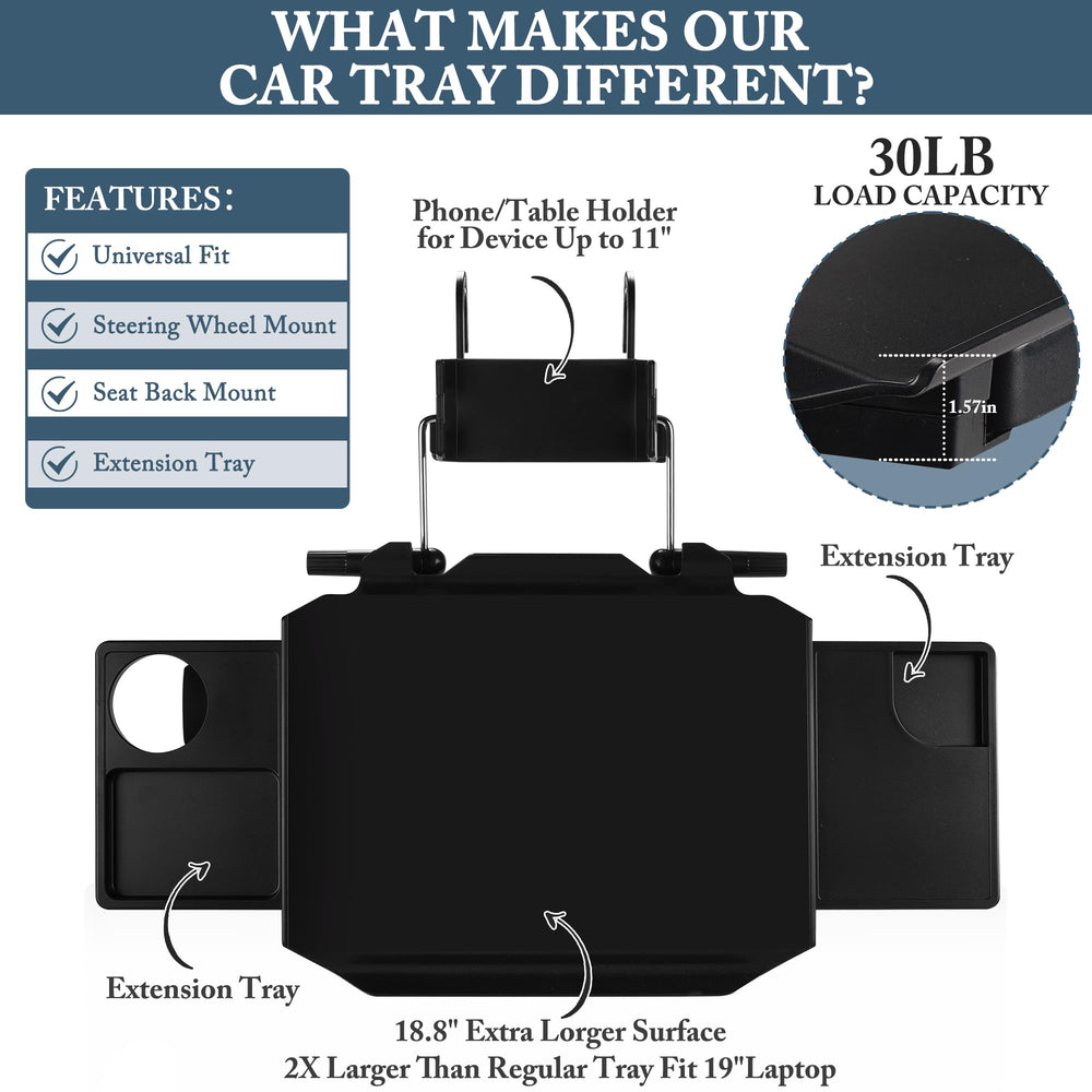 Casasara compact car tray helps keep essentials within reach.
