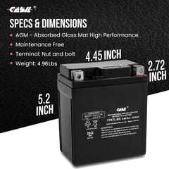 Casil YTX7L-BS 12V 7Ah battery corner detail, durable terminals