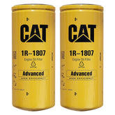 CAT 1R1807 oil filter close-up highlighting authentic CAT build quality.