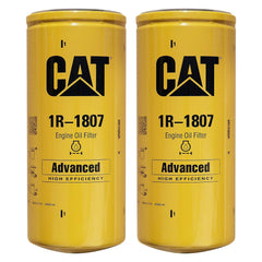 CAT 1R1807 oil filter close-up highlighting authentic CAT build quality.