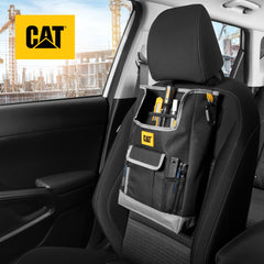 CAT car seat organizer open view highlighting multi-pocket layout for essentials on the go.