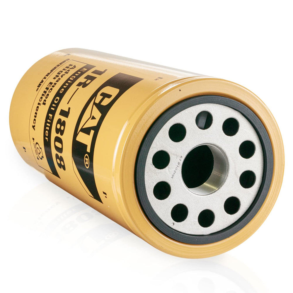 CAT 1R1808 oil filter side view showing compact spin-on design