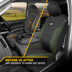 CAT Flexfit form fitting seat cover adapts to most seats for a snug look.