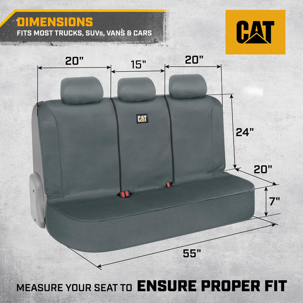 CAT FlexFit 60/40 split rear seat cover showing easy fold and pass-through access