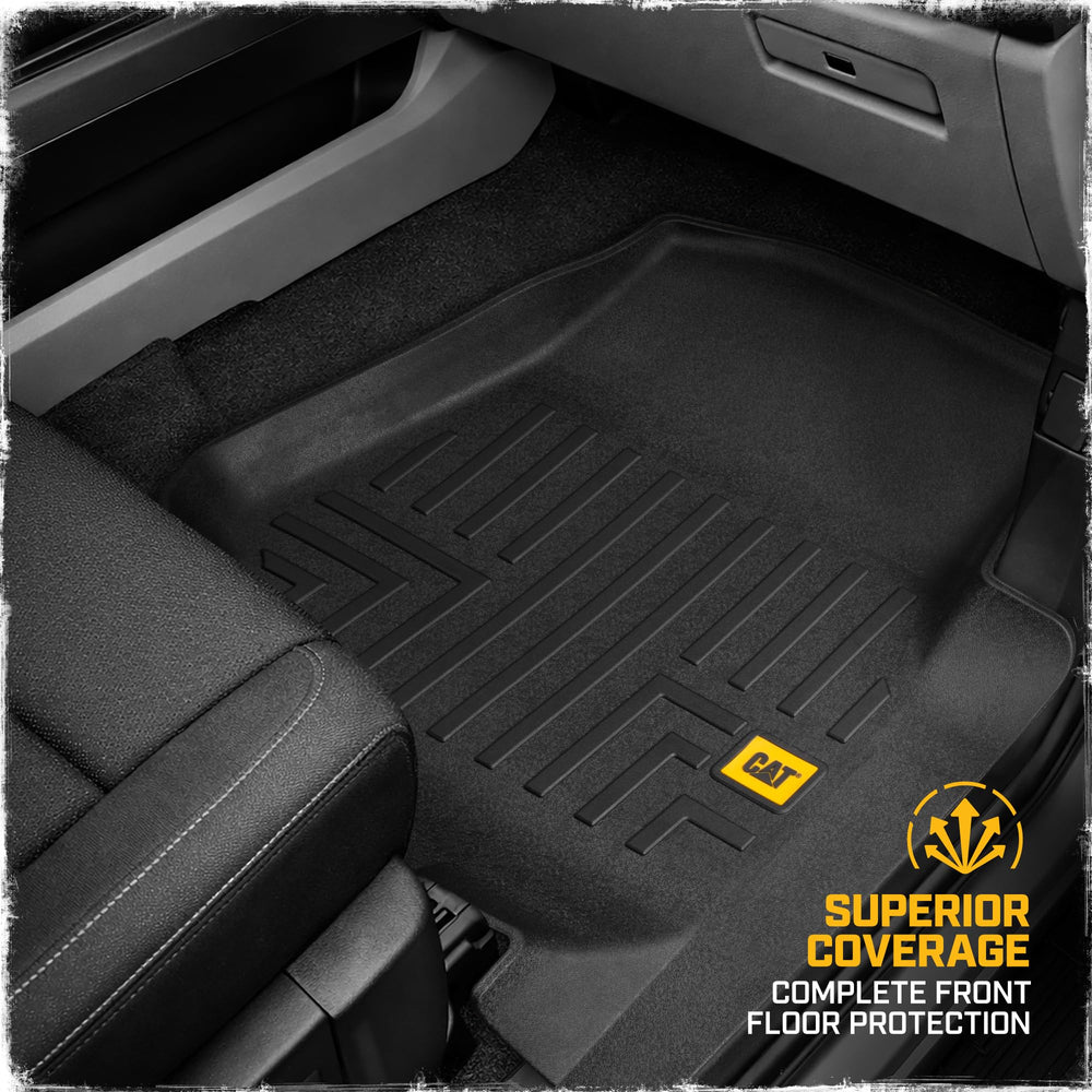 CAT floor mats brand logo detail shows quality fit