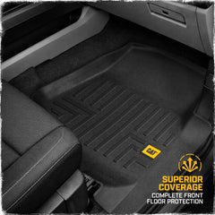 CAT floor mats brand logo detail shows quality fit