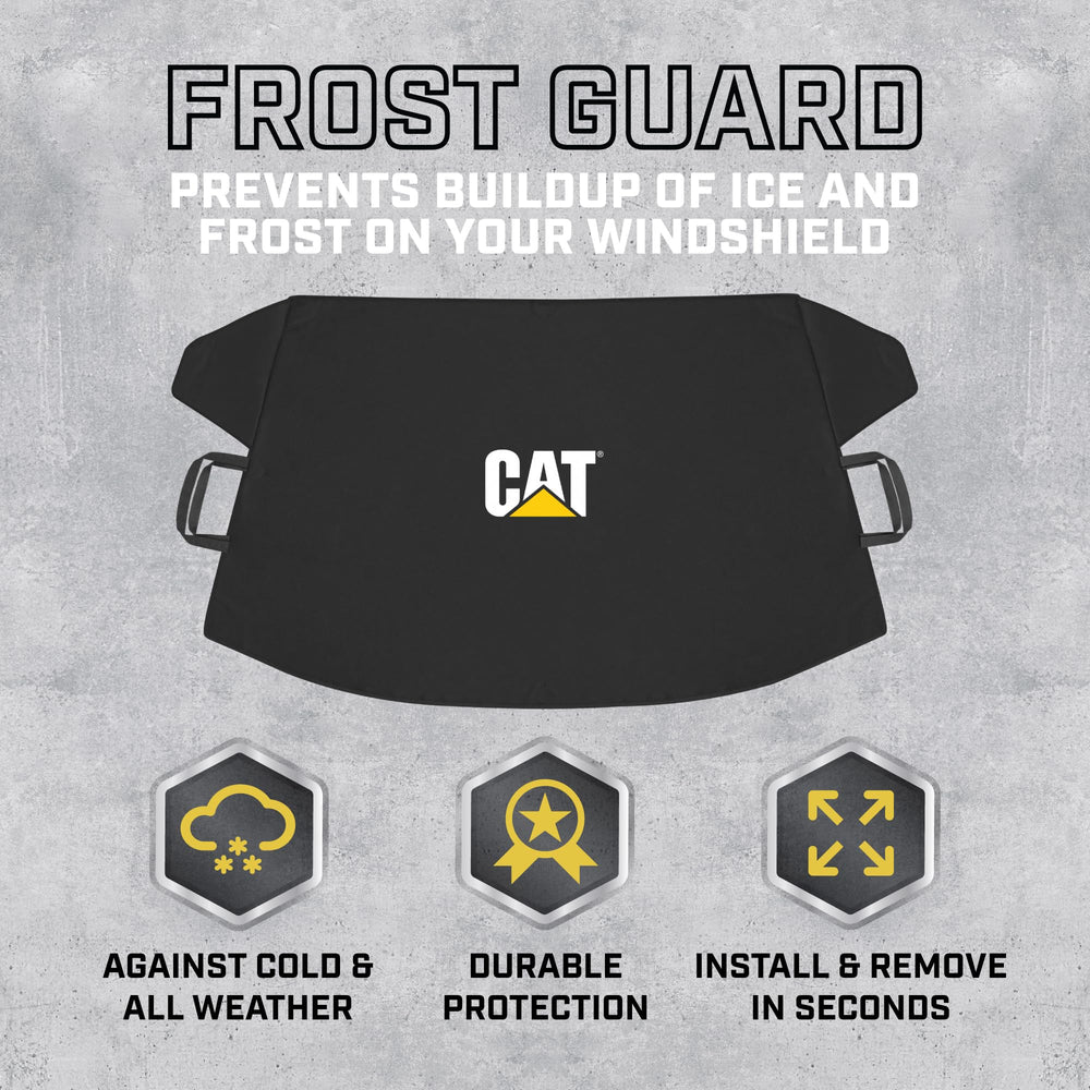 CAT windshield snow cover with side flaps tucked in for outdoor security.