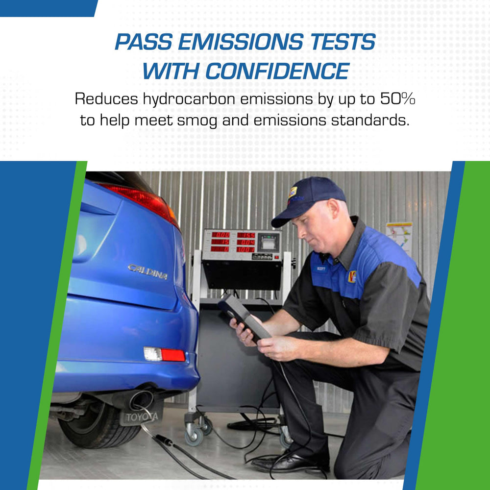 Cataclean label close-up highlighting cleaner exhaust and maintenance benefits.