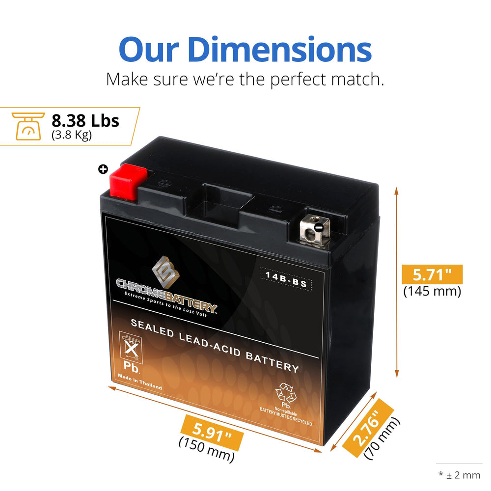 YT14B-BS ready-to-use battery from CB Chromebattery, delivered charged