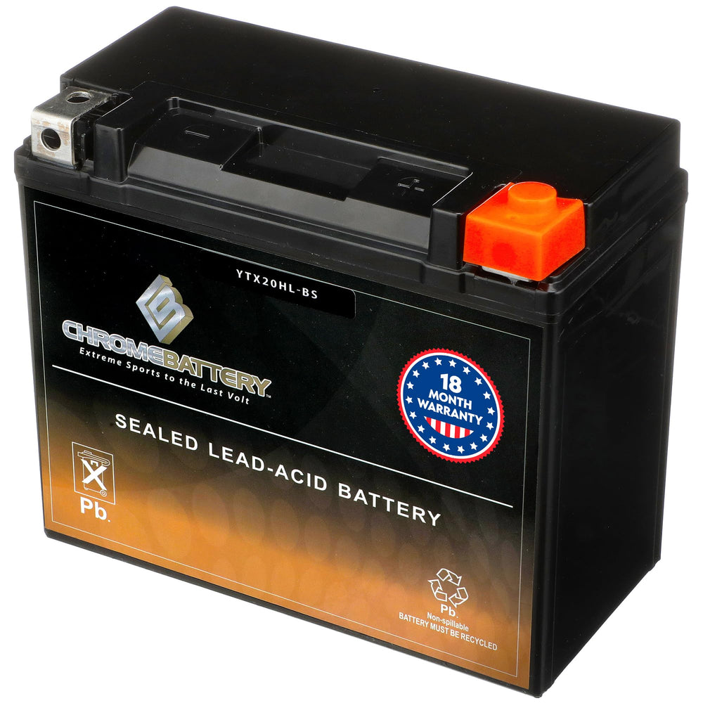 CB Chromebattery YTX20HL-BS sealed AGM design for maintenance-free power.