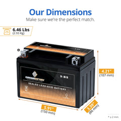 CB CHROMEBATTERY YTX9-BS side profile shows compact fit for powersports