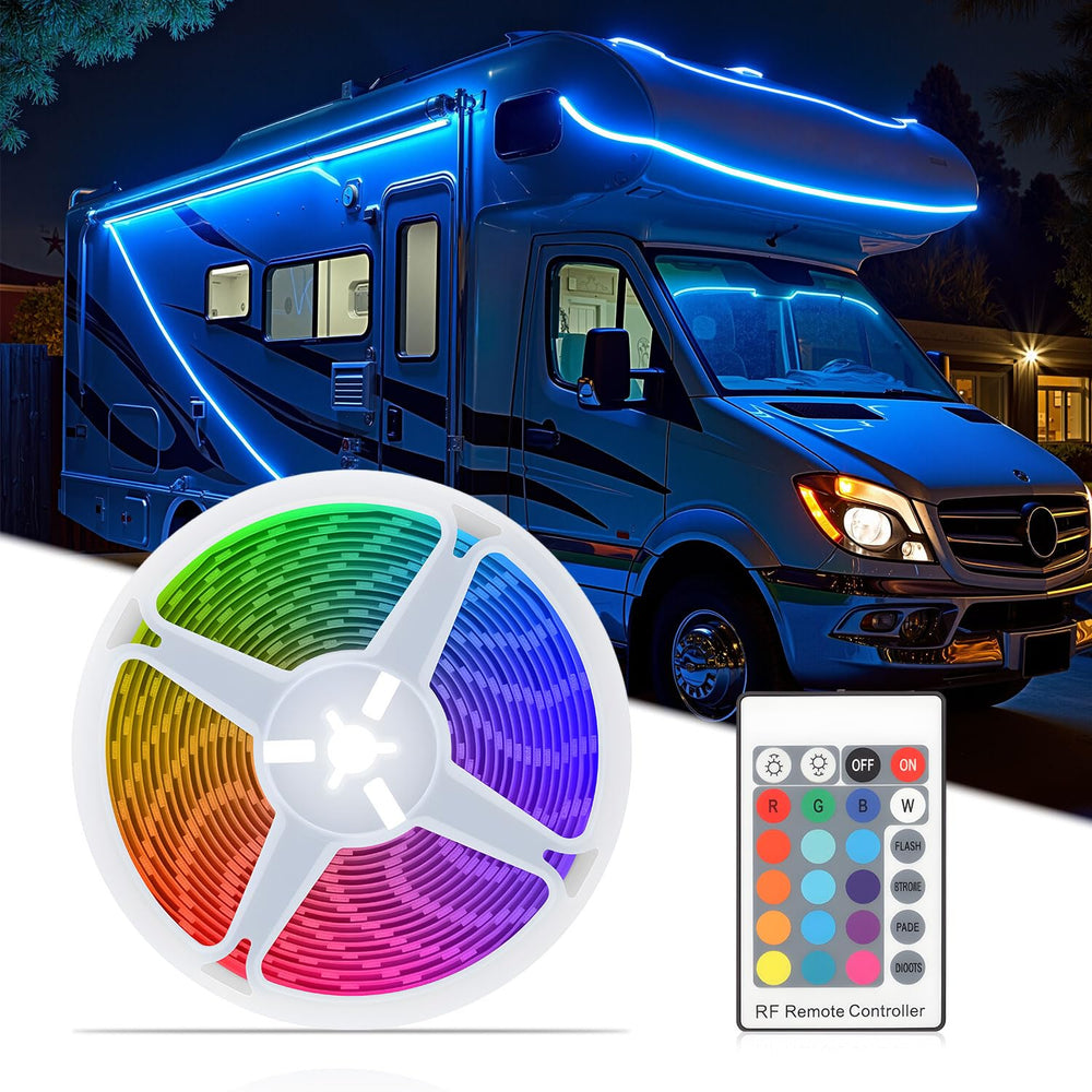CCBASEBALL RV awning lights with remote for flexible decoration.