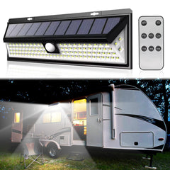 CCBASEBALL Solar RV Porch Light side view with wide 270° illumination for dark exterior areas.