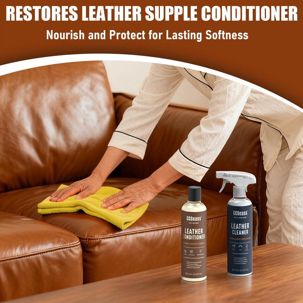 CCGeass Leather Conditioner-mist-bottle delivers fast-absorbing hydration for a soft finish.