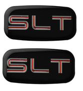 CDD 2X SLT cab emblems front view with chrome red finish enhances rugged Yukon styling