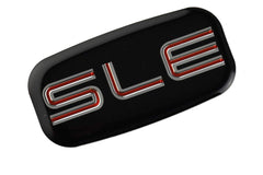 CDD SLE emblems 3D chrome-red, packaging ready for quick replacement.