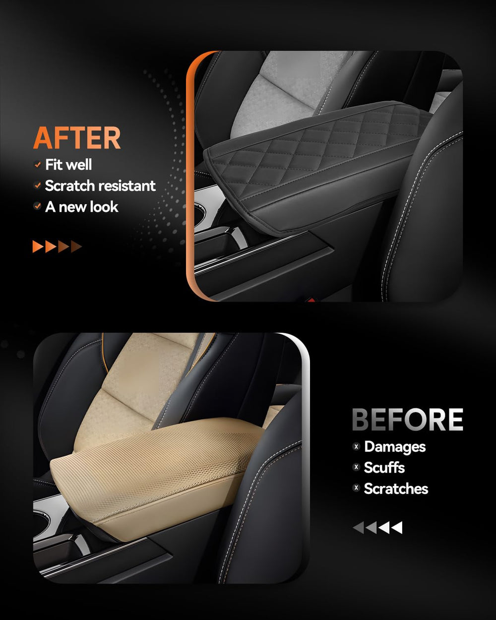 CDEFG armrest cover side view on Equinox 2025 emphasizes soft lining.