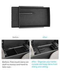 CDEFG Crown center console organizer tray side view shows seamless interior alignment