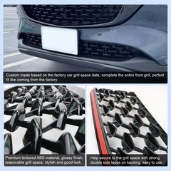CDEFG CX-5 front grill installation detail shows secure tape mounting.