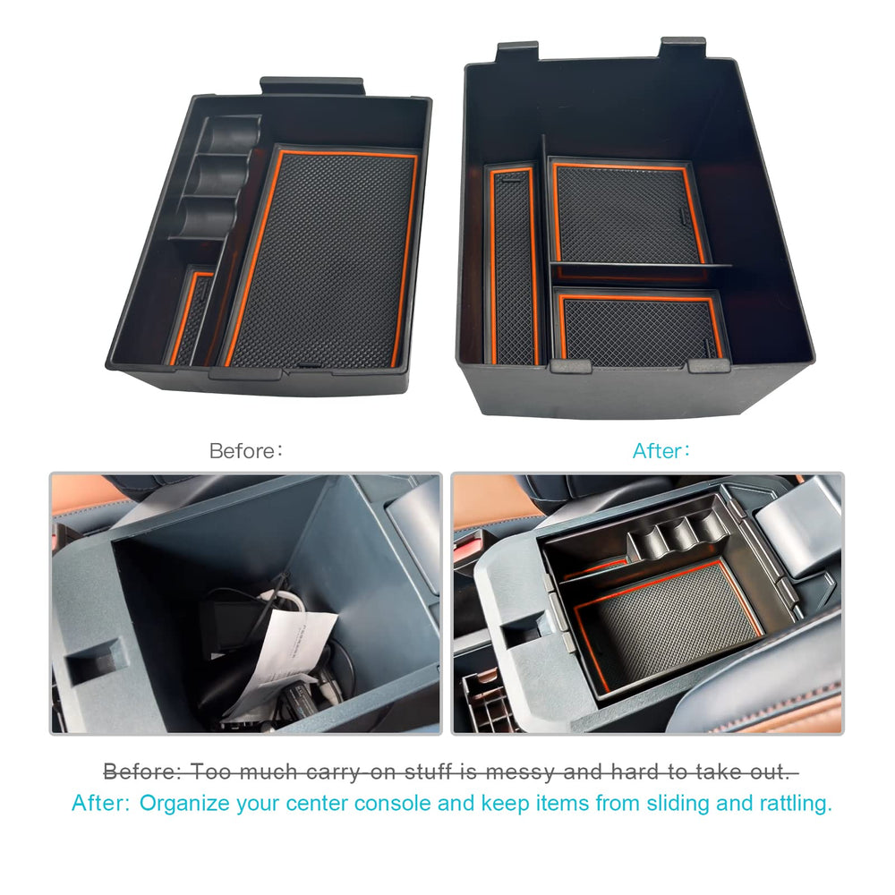CDEFG Maverick storage box keeps coins and small items organized inside the console.