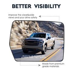 Cenfeild heated mirror glass close-up shows durable ABS and clear glass.