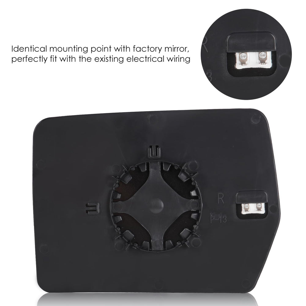 Cenfeild direct replacement mirror glass with factory-like mounting.