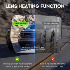 Cenfeild right side mirror shows heating element to prevent fogging.