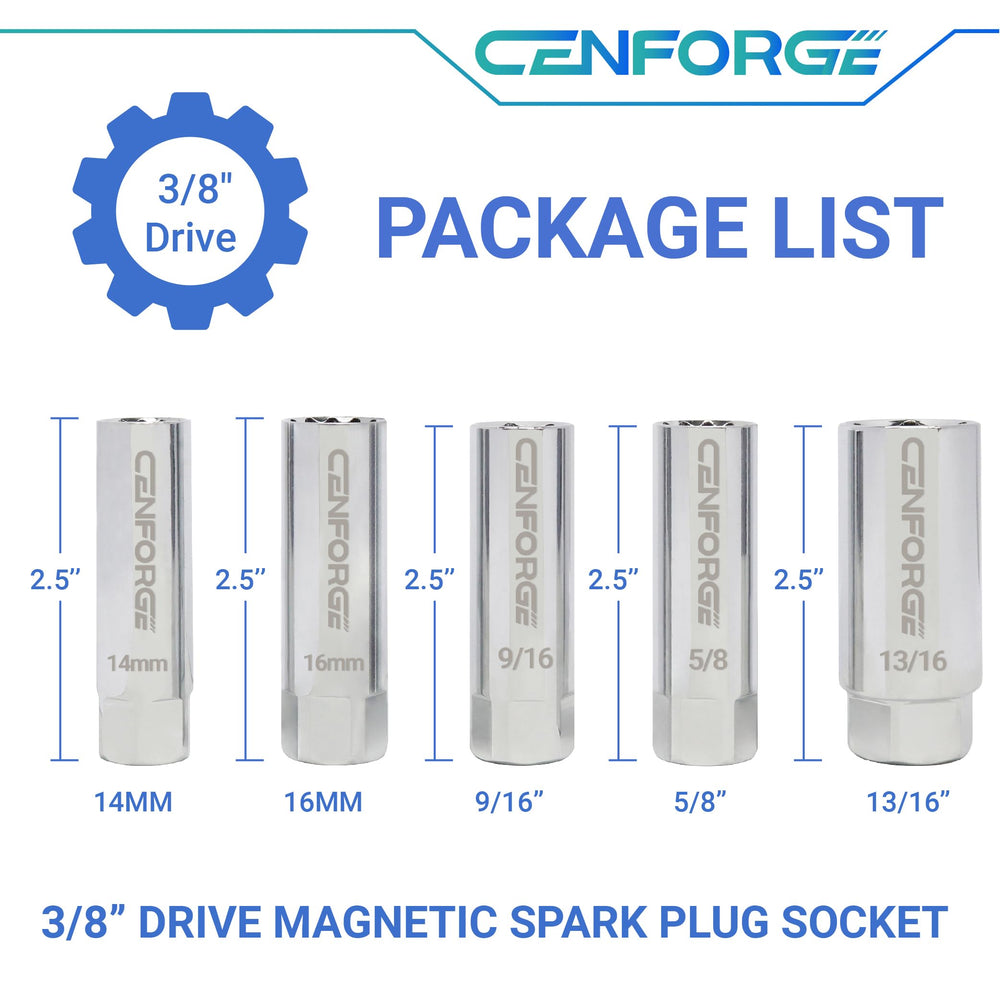 CENFORGE 16mm magnetic spark plug socket provides firm hold during removal.
