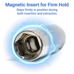 CENFORGE 9/16-inch magnetic spark plug socket keeps plugs steady in tight spaces.