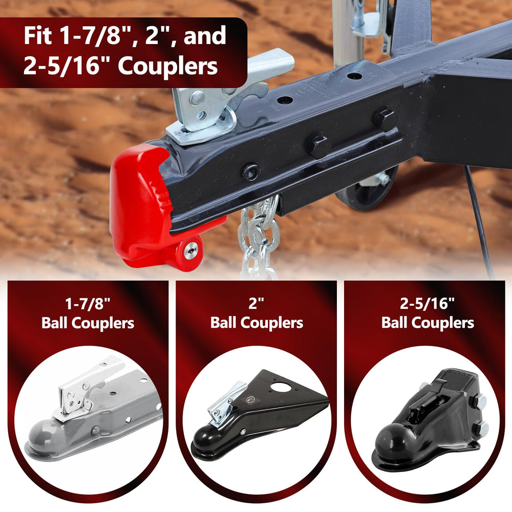 Heavy-duty Cenipar red hitch lock resists tampering and weather.