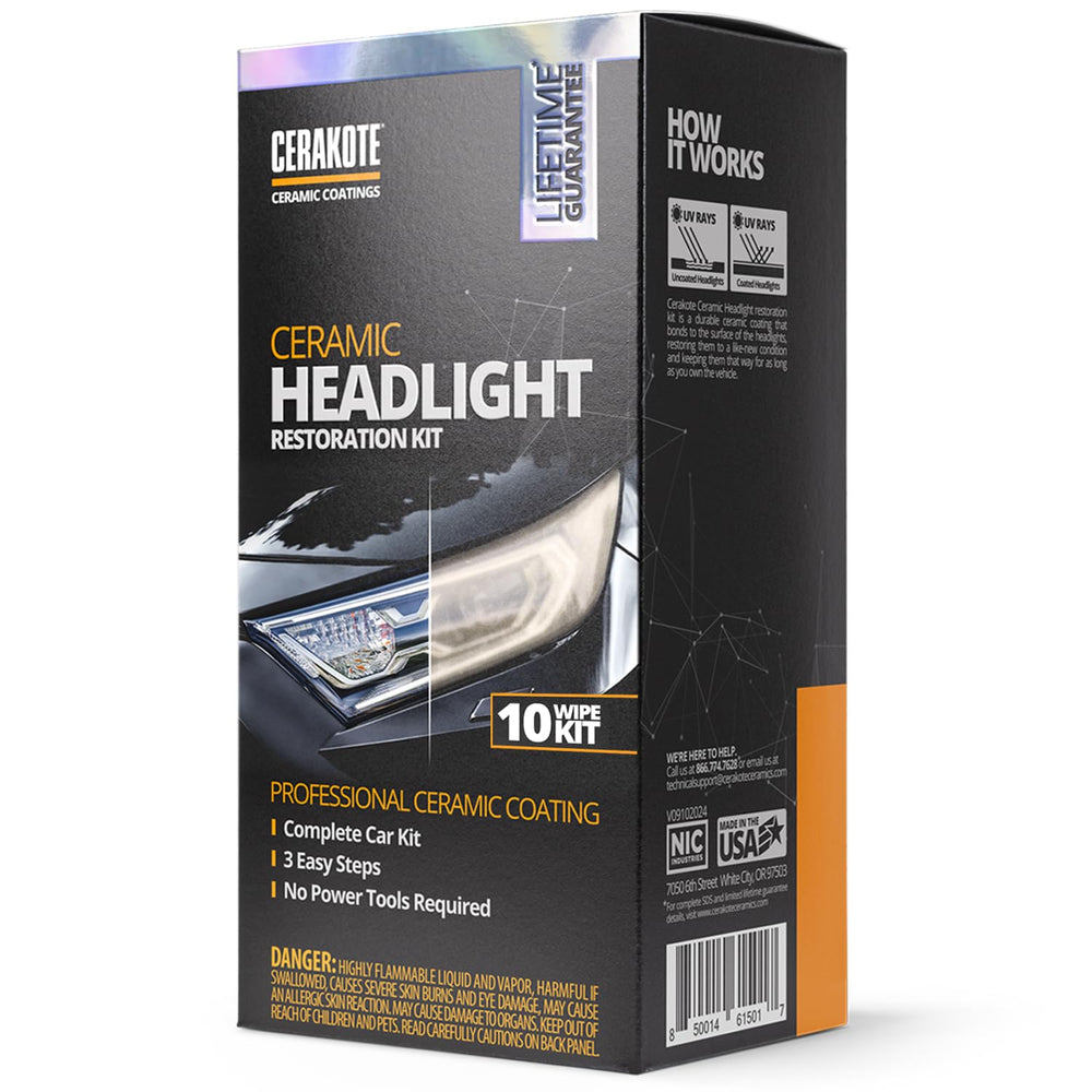 CERAKOTE headlight restoration oxidation wipes in use for clearer night visibility