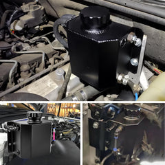 Cesilili 1L aluminum reservoir mounted under hood demonstrates universal compatibility