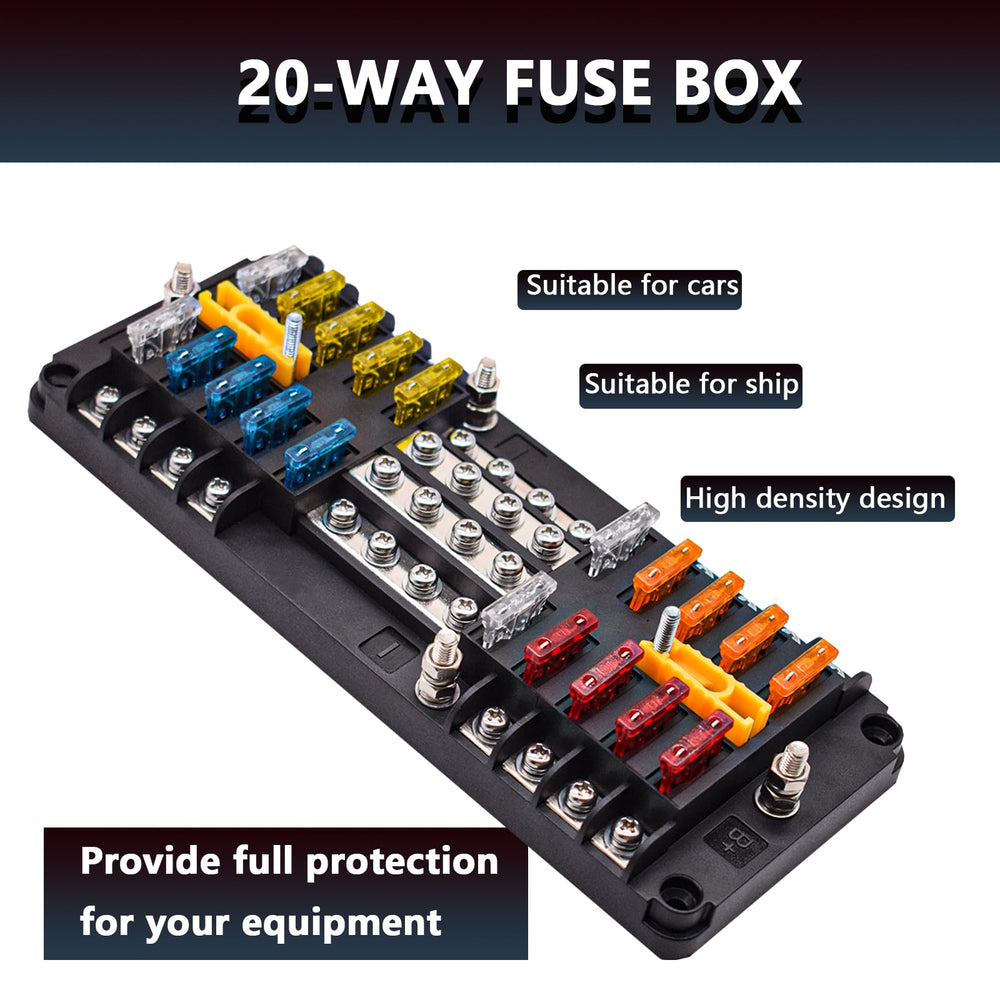 CEURSAVA 20-way fuse block durable construction for marine and automotive use.