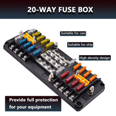 CEURSAVA 20-way fuse block durable construction for marine and automotive use.