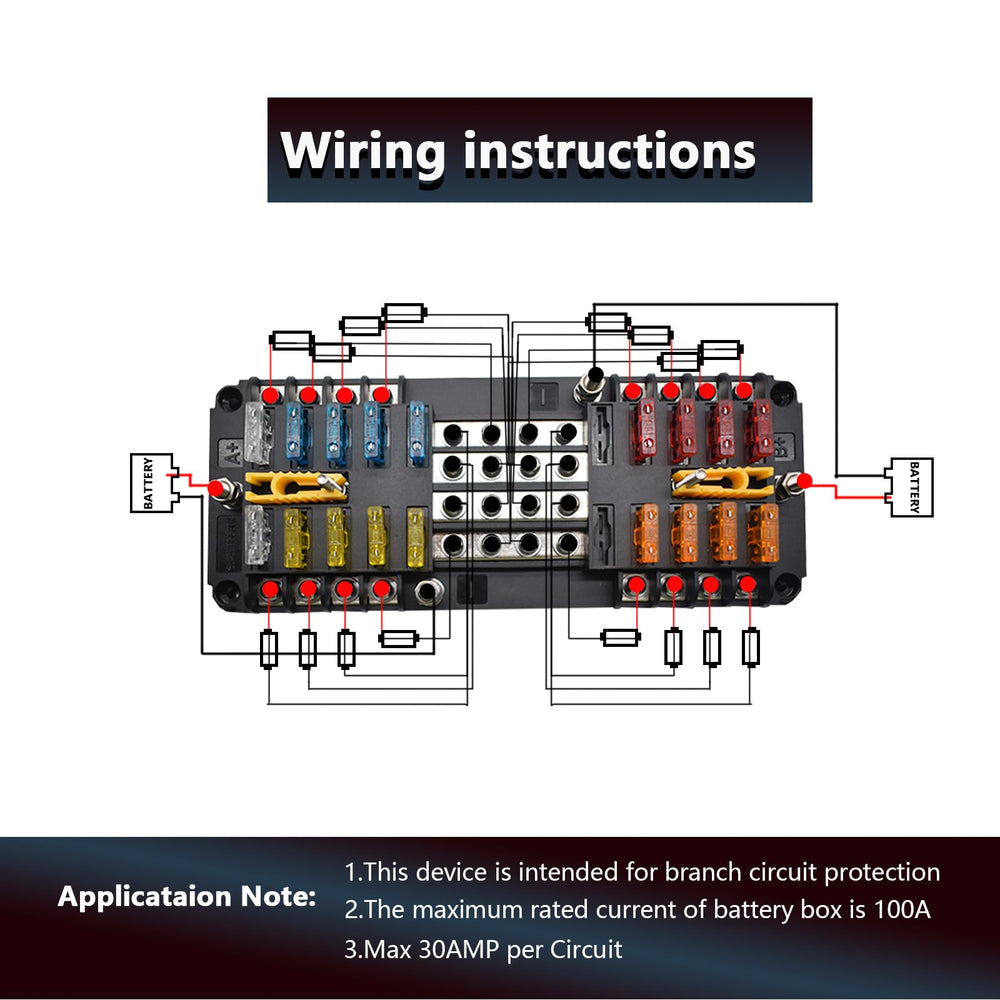 CEURSAVA 20-way fuse block mount holes for sturdy installation.