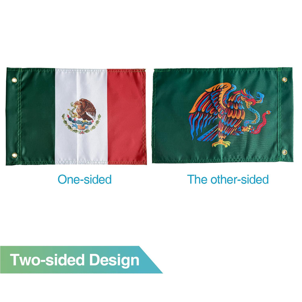 cezelux Mexico flag 12x18 displayed on a boat for high visibility.