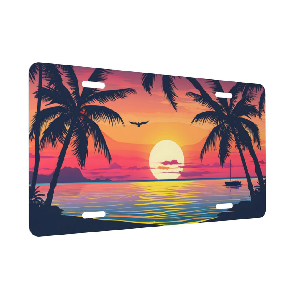 cfpolar Beach Scene 6x12 license plate enhances vehicle personalization