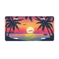 cfpolar Sunset with Palm Trees license plate front view adds stylish curb appeal