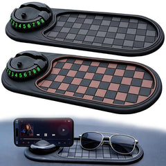 Charunee car anti-slip mat on dash with phone holder keeps phone steady during driving